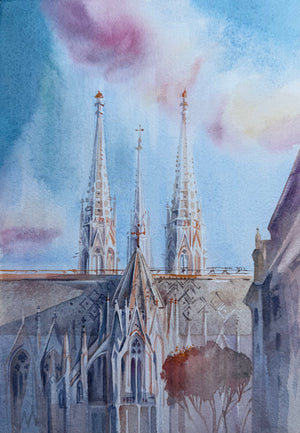 Towers in Light | 24 × 30 cm
