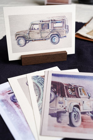 Defender Postcards, Set of Six with Beech Stand
