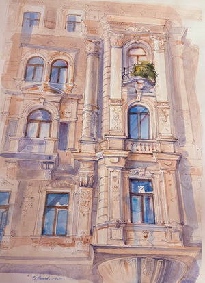 Façade in Warm Light | 26 × 40 cm
