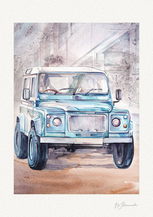 Marine Blue | Land Rover Series Watercolour Print