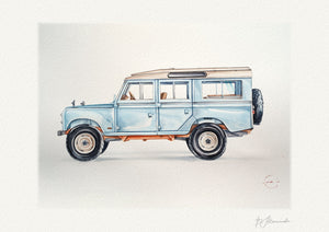 Blue Land Rover Series 109 | Land Rover Series Watercolour Print